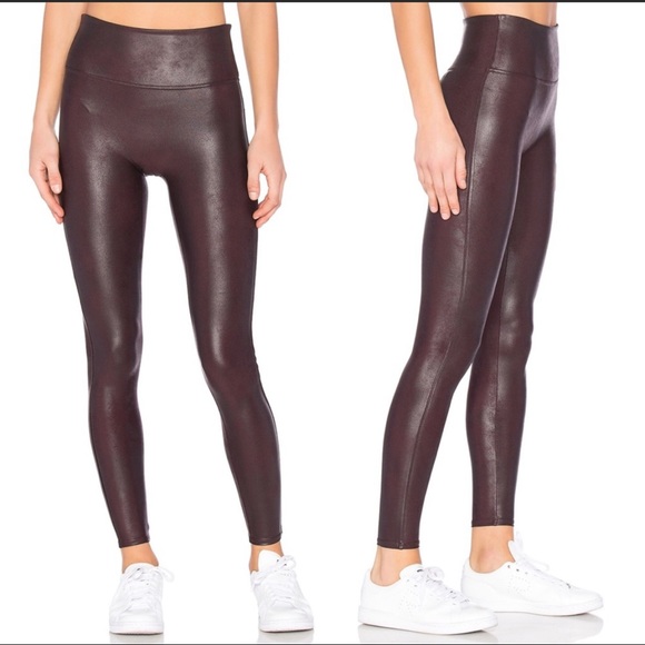 SPANX Faux Leather Leggings, Wine, Medium
